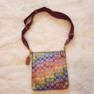 2022 Coach Kitt Messenger Crossbody Rainbow Signature Canvas CA232 NWOT, Pride